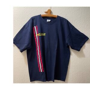 Vintage Men's Perry Ellis America Heavy Weight Cotton Navy 3 Stripe Shirt XL